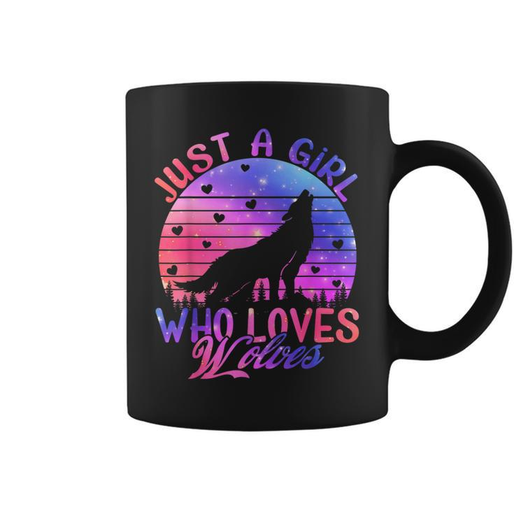 Just A Girl Who Loves Wolves Watercolor Cute Wolf Lover Gift  Coffee Mug