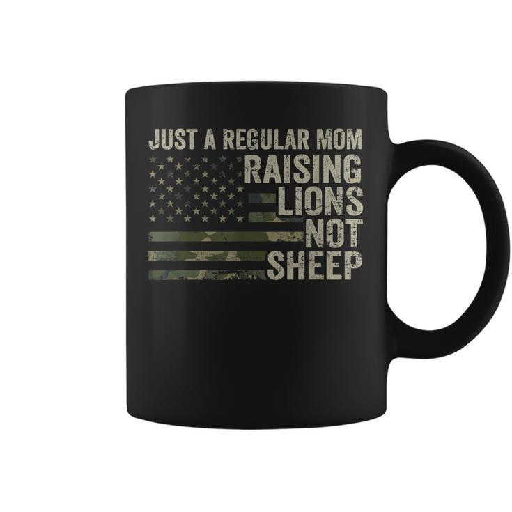 Just A Regular Mom Raising Lions Soldier Camo Usa Flag  Coffee Mug