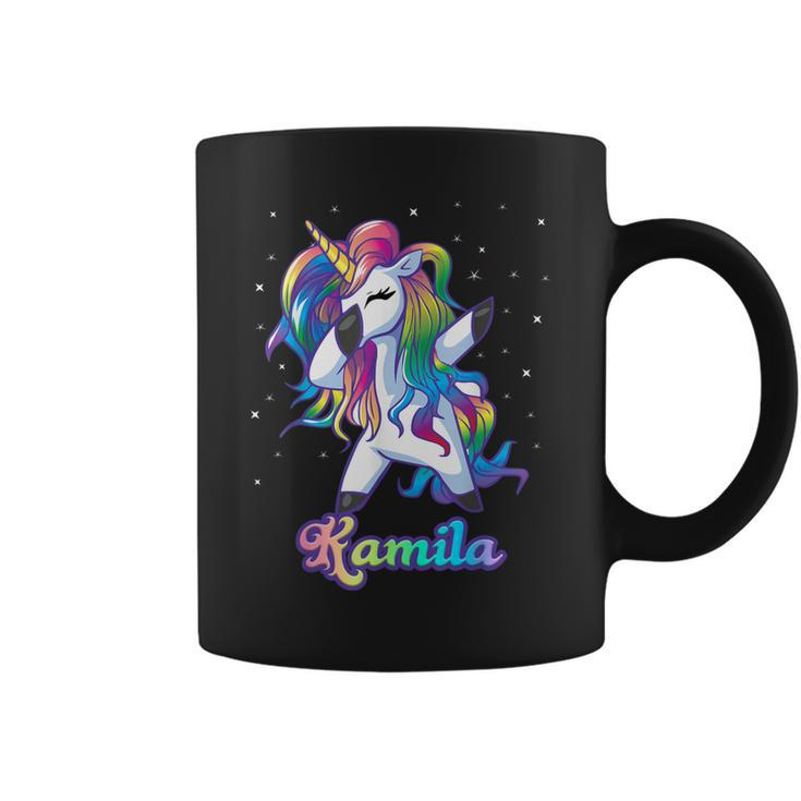 Kamila Name Personalized Custom Rainbow Unicorn Dabbing Coffee Mug