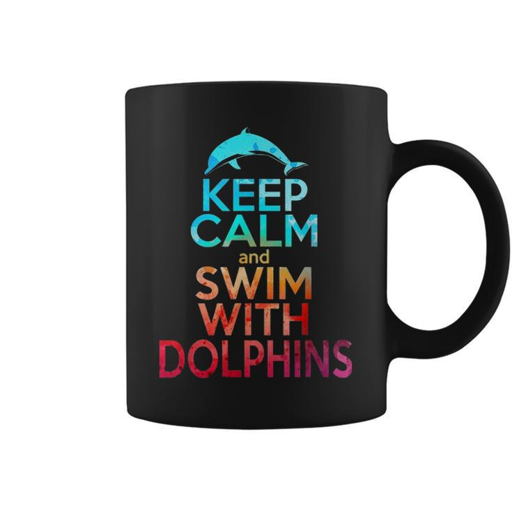 Keep Calm Swim With Dolphins Women Girls Kid Mom Beach Lover 2243 Coffee Mug