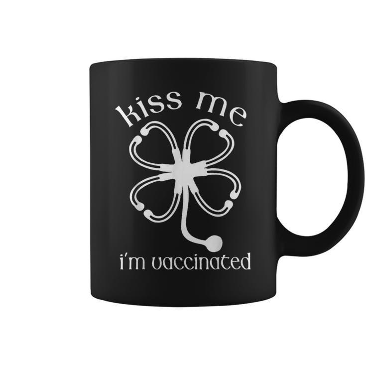 Kiss Me Im Irish And Vaccinated Funny St Patricks Day  Coffee Mug