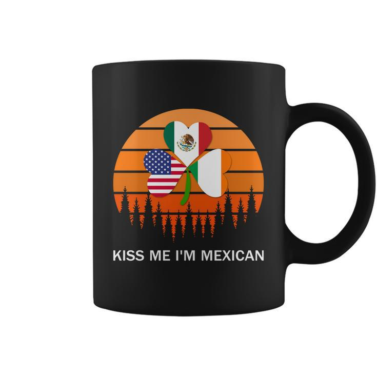 Kiss Me Im Mexican Funny St Patricks Day Mexico Retro Sunset Shirt Coffee Mug