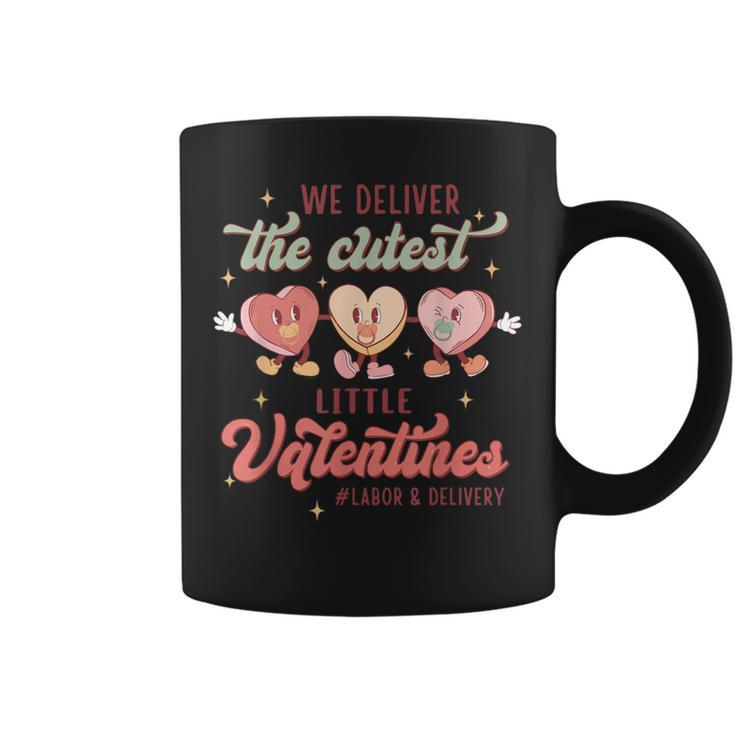 Labor And Delivery Tech L&D Valentines Day Groovy Heart  Coffee Mug