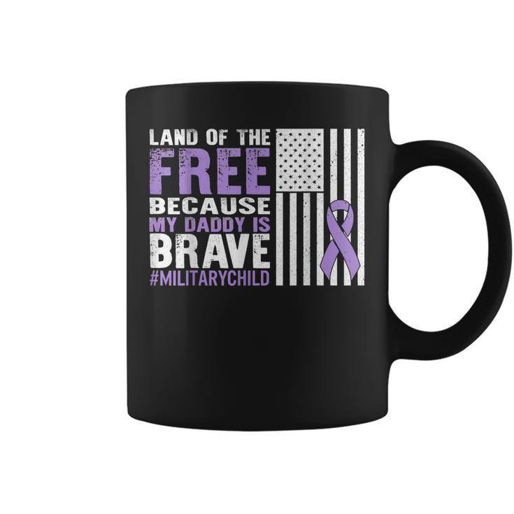 Land Of Free Because My Daddy Is Brave Military Child Month Coffee Mug