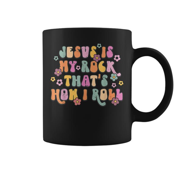 Leopard Jesus Is My Rock And That Is How I Roll Retro Groovy Coffee Mug