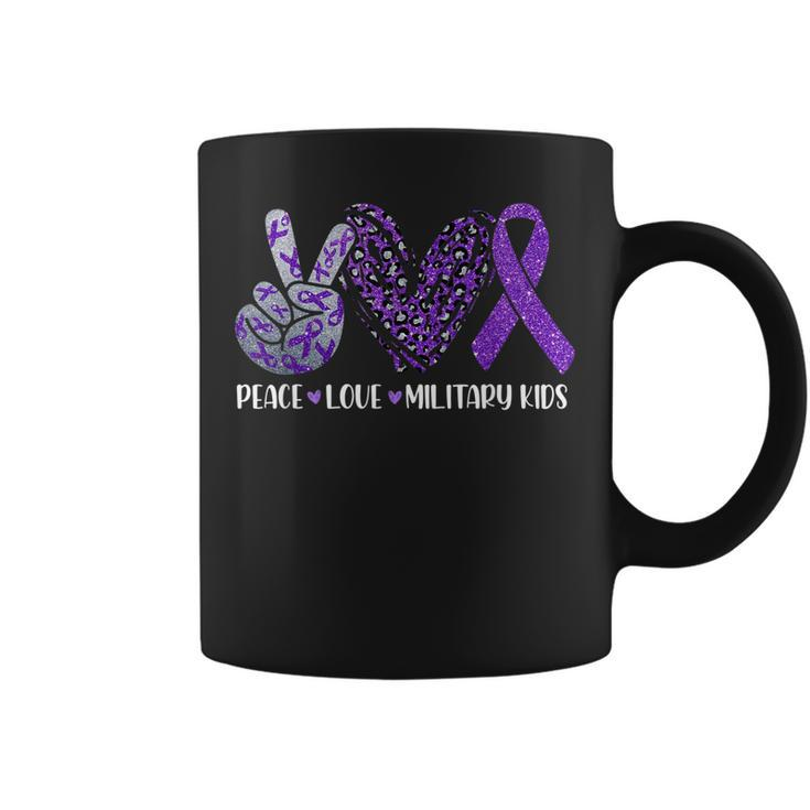 Leopard Peace Love Military Kids Military Purple Up Ribbon Coffee Mug
