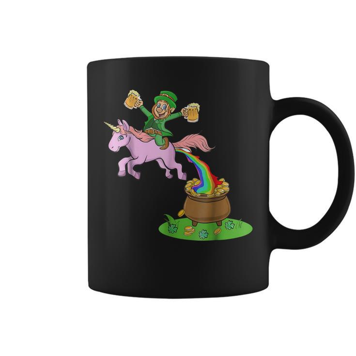 Leprechaun Riding A Unicorn - Funny St Patricks Day Shirts Coffee Mug