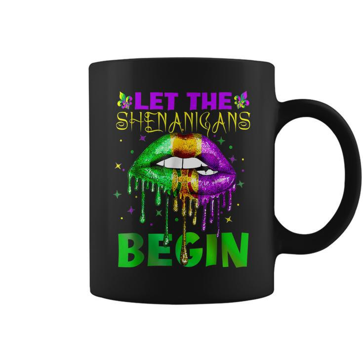 Let The Shenanigans Begin Mardi Gras Sexy Lips  Coffee Mug
