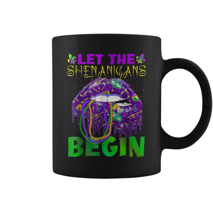 Let The Shenanigans Begin Mardi Gras Sexy Lips Men Women  Coffee Mug