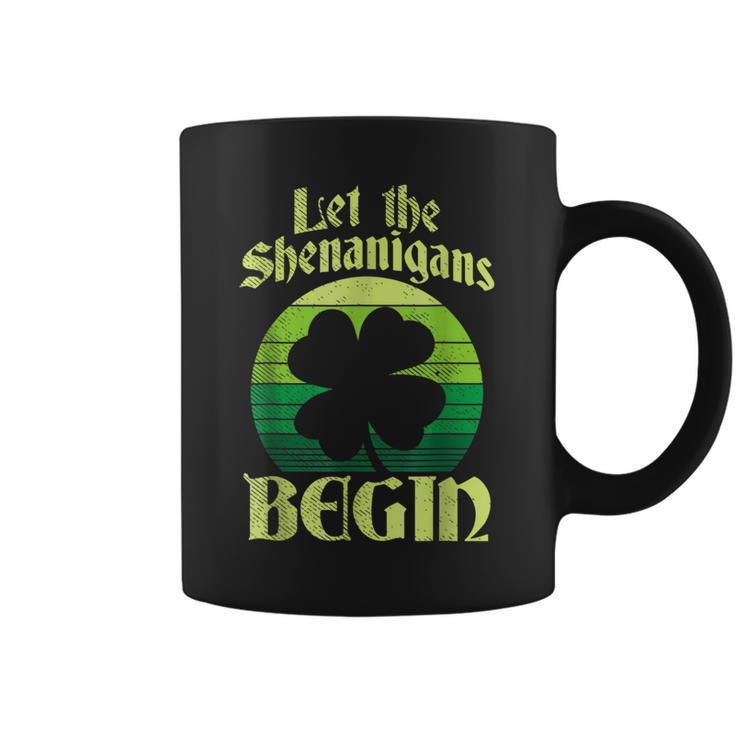 Let The Shenanigans Begin Retro Shamrock Fun St Patricks Day  Coffee Mug
