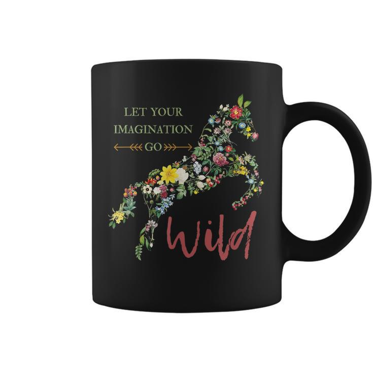Let Your Imagination Go Wild Botanical Flower Horse Coffee Mug