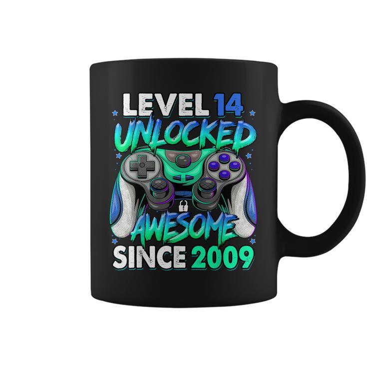 Level 14 Unlocked Awesome Since 2009 14Th Birthday Gaming  Coffee Mug