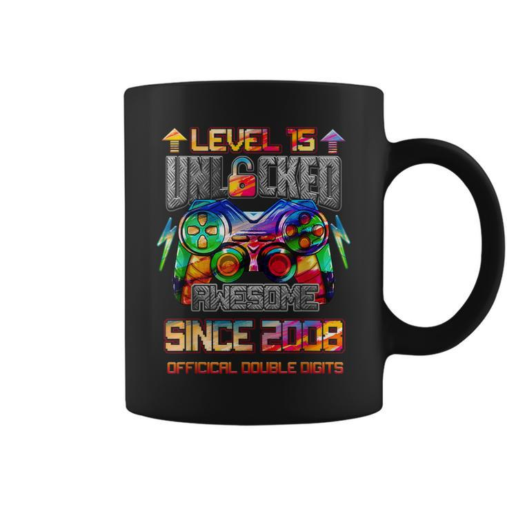 Level 15 Unlocked Awesome Since 2008 Video Game Birthday Coffee Mug