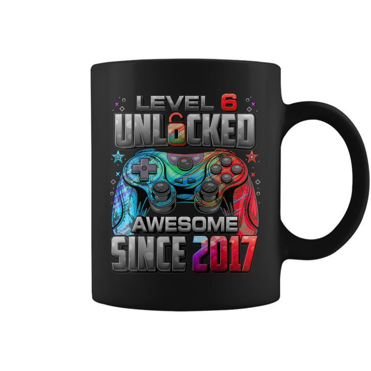 Level 6 Unlocked Awesome Since 2017 6Th Birthday Gaming  Coffee Mug