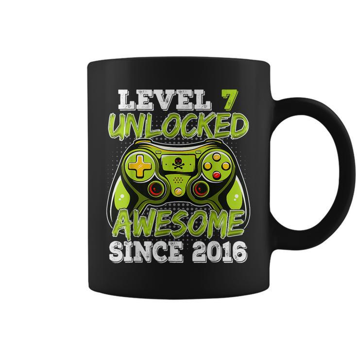Level 7 Unlocked Birthday Awesome Since 2016 7 Years Old  Coffee Mug