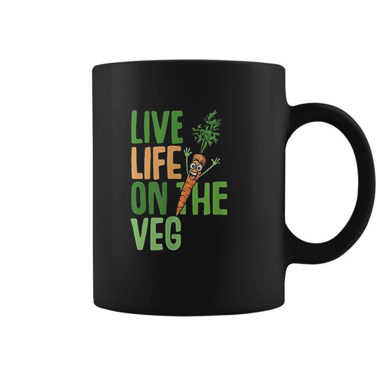 Life On The Veg Funny Vegan Slogan Plant Power Cute Graphic Coffee Mug
