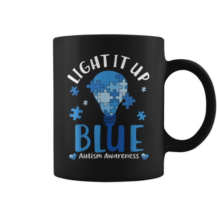 Light Up Blue Autism Awareness Month Puzzle Kids Mom Dad  Coffee Mug