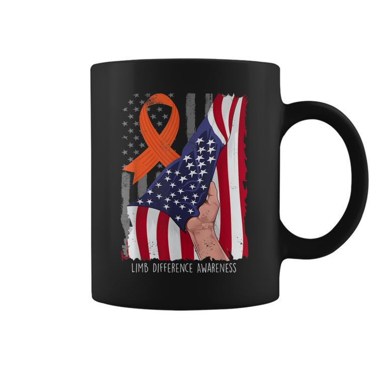 Limb Difference Awareness American Flag Orange Ribbon  Coffee Mug