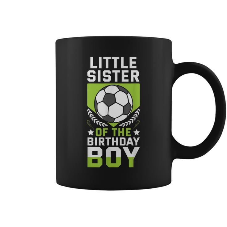 Little Sister Of The Birthday Boy Soccer Player Team Party Coffee Mug