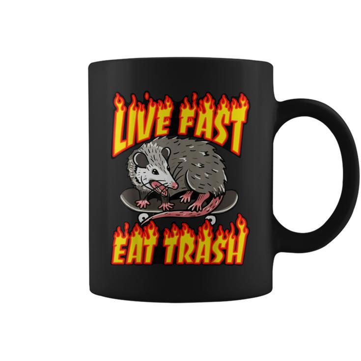 Live Fast Eat Trash Possum Vintage Funny Skateboard Opossum Coffee Mug