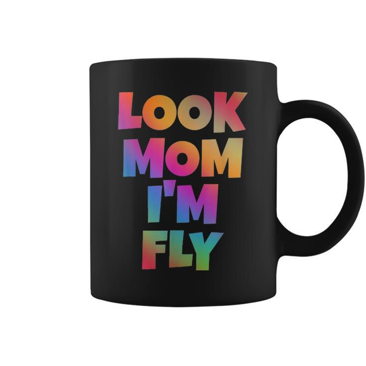 Look Mom Im Fly Hip Hop Style Rainbow Letters Aesthetic Coffee Mug