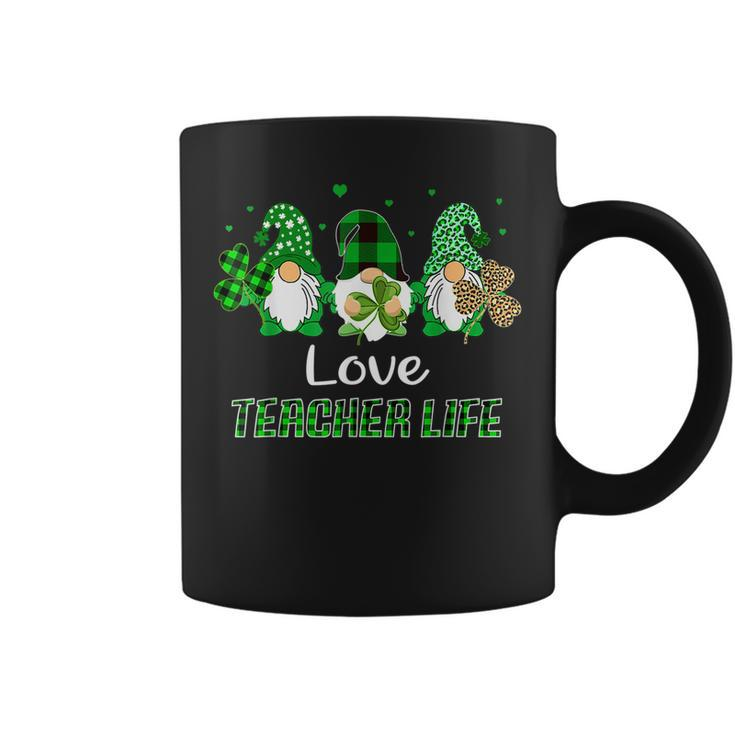 Love Teacher Life Gnome Leopard Shamrock Saint Patricks Day Coffee Mug