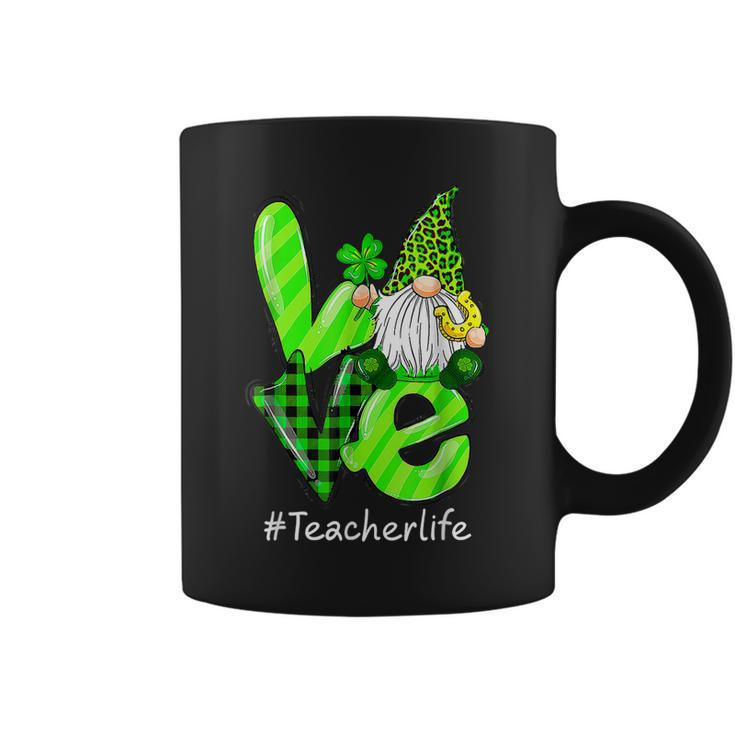 Love Teacher Life Gnome Leopard Shamrock St Patricks Day  V2 Coffee Mug