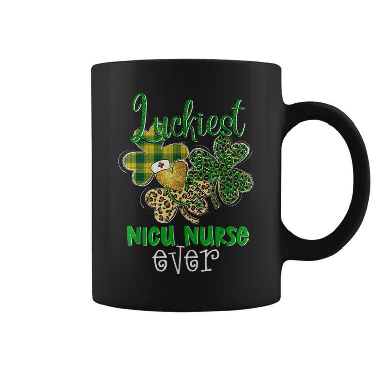 Luckiest Nurse Ever Nursing St Patricks Day Shamrock Leopard  Coffee Mug