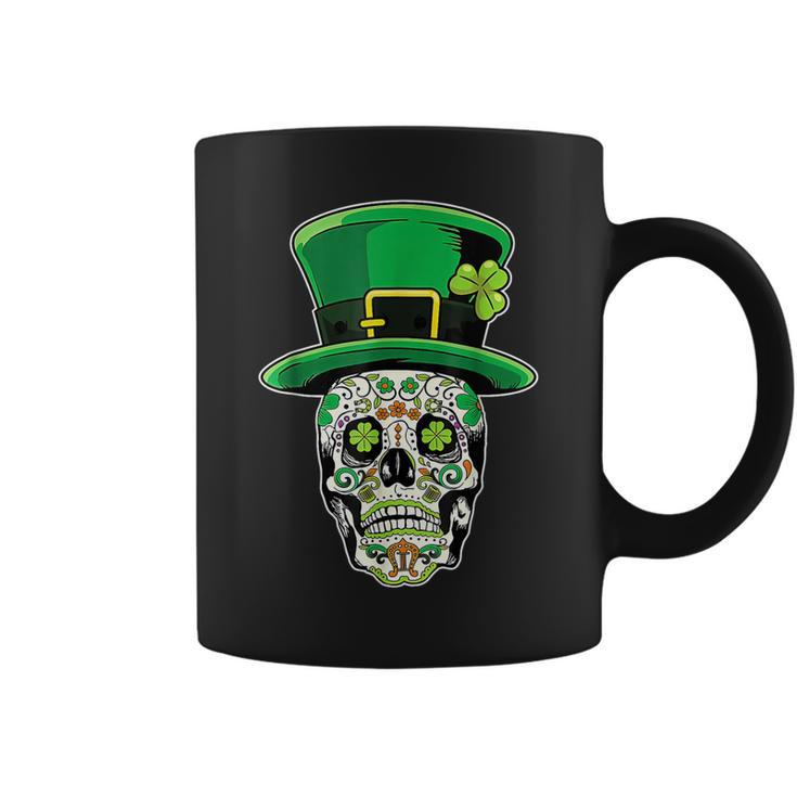 Lucky St Patricks Day Green Irish Shamrock Skull Cap  Coffee Mug