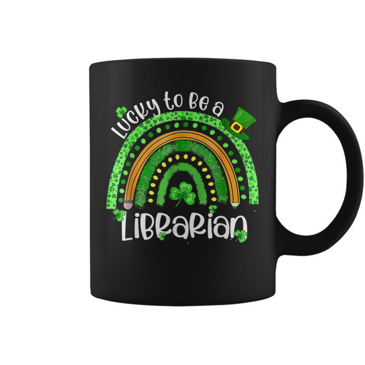Lucky To Be A Librarian Rainbow Leopard St Patricks Day  Coffee Mug