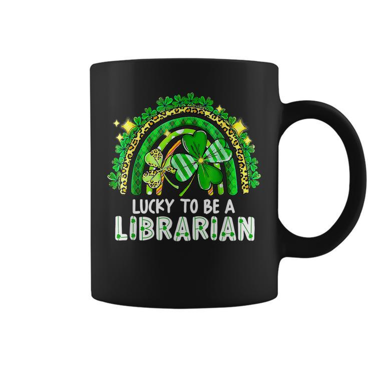 Lucky To Be A Librarian Teacher St Patricks Day Rainbow  Coffee Mug