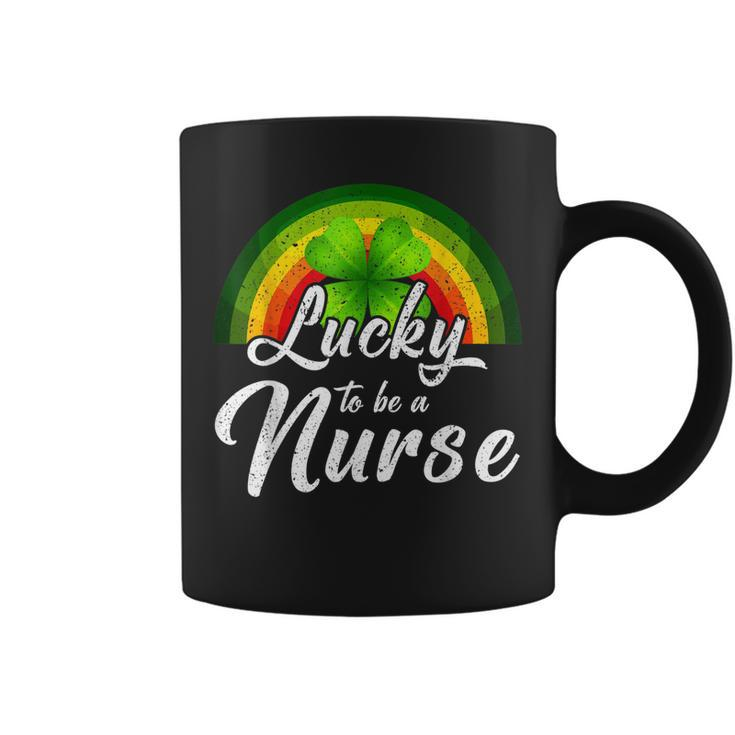 Lucky To Be A Nurse St Patricks Day Rainbow Funny Gifts  Coffee Mug