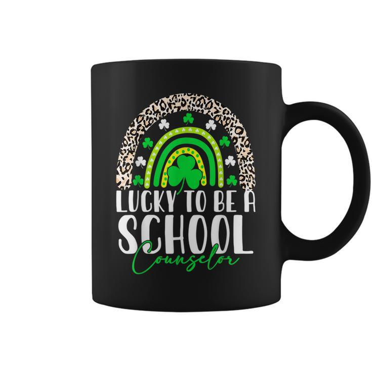 Lucky To Be A School Counselor Rainbow St Patricks Day Coffee Mug