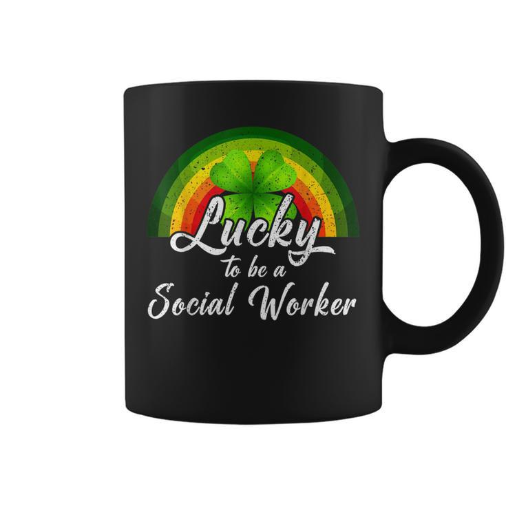 Lucky To Be A Social Worker St Patricks Day Rainbow Gifts  Coffee Mug