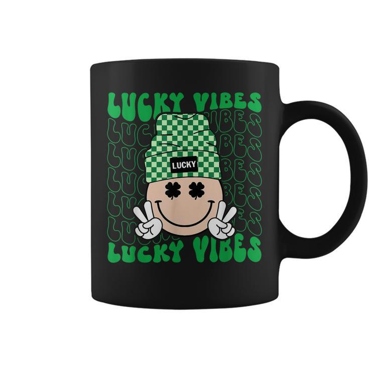 Lucky Vibes Hippie Groovy St Patricks Day Shamrock Irish  Coffee Mug