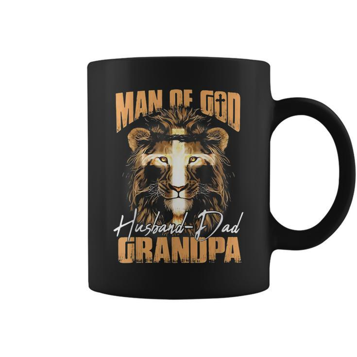 Man Of God Lion Husband Dad Grandpa Christian Fathers Day  Coffee Mug