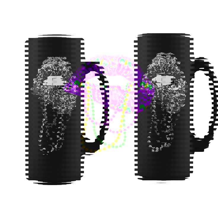 Mardi Gras Carnival Costume Purple & Gold Fleur De Lis Lips V2 T-Shirt ...