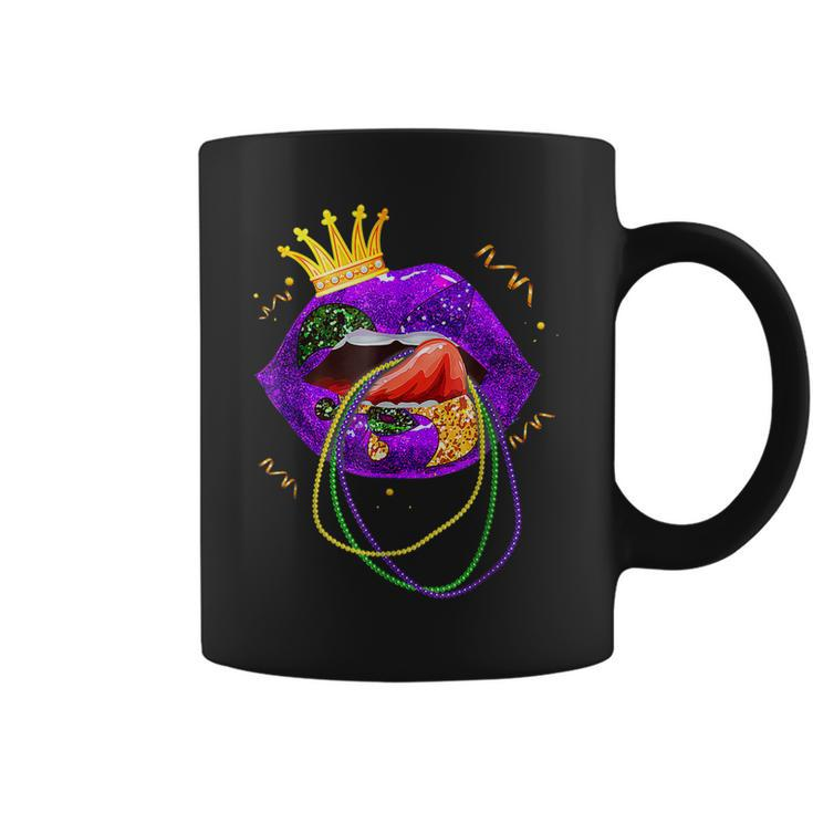Mardi Gras Carnival Costume Purple & Gold Fleur De Lis Lips  V6 Coffee Mug