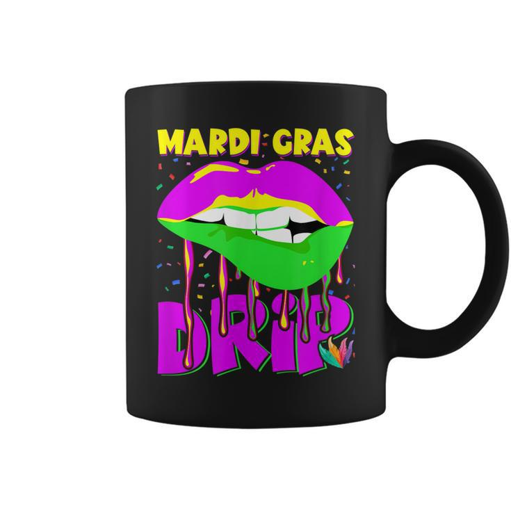 Mardi Gras Drip Lips Outfit Costume Women  Coffee Mug