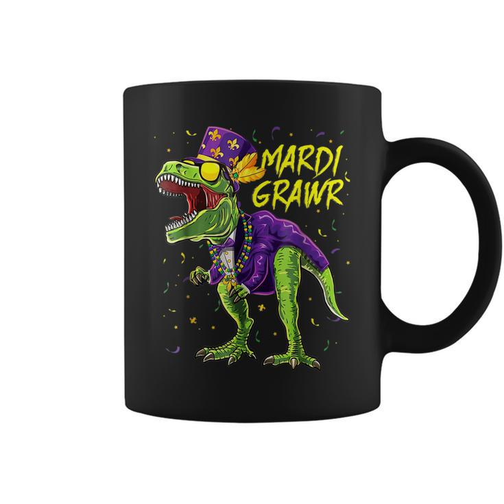 Mardi Grawr T Rex Dinosaur Jester Hat Mardi Beads Mardi Gras  V2 Coffee Mug