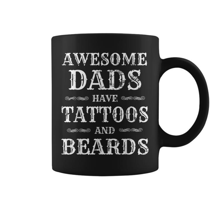 Mens Awesome Dads Have Tattoos & Beards Vintage Fathers Day Gift  Coffee Mug