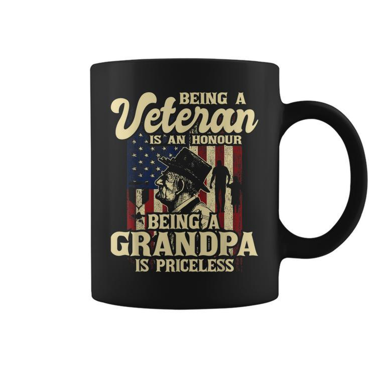 Mens Being A Veteran Is An Honour - Patriotic Us Veteran Grandpa  Coffee Mug