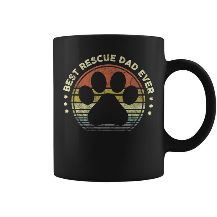 Mens Best Rescue Dad Ever - Vintage Retro Mens Dog Cat Lover  Coffee Mug