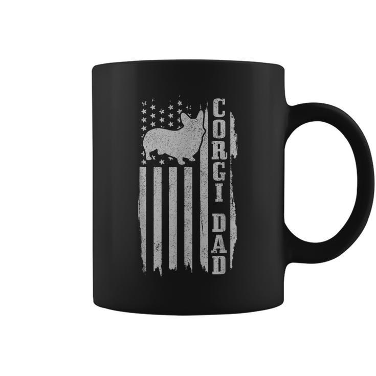 Mens Corgi Dad Vintage American Flag Patriotic Corgi Dog  Coffee Mug