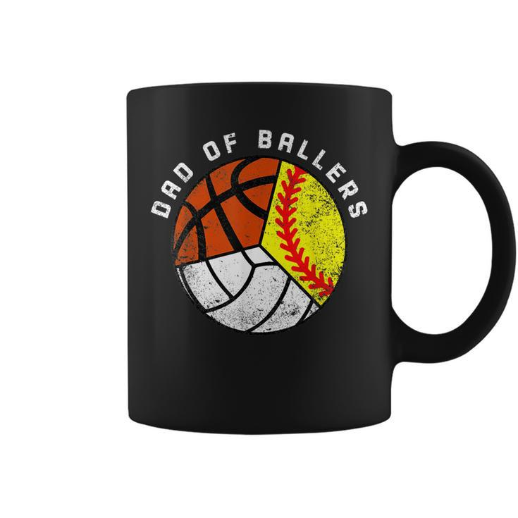Mens Dad Of Ballers Funny Softball Volleyball Basketball Dad  Coffee Mug