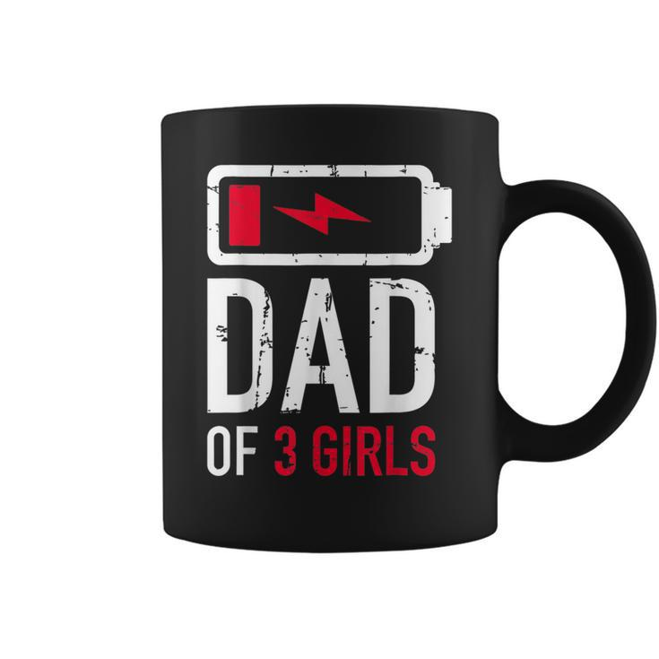 Mens Funny Fathers Day Tired Girl Dad Of Three Girls Low Ba Coffee Mug