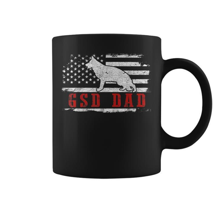 Mens Gsd Dad Distressed American Flag Patriotic German Shepherd  Coffee Mug