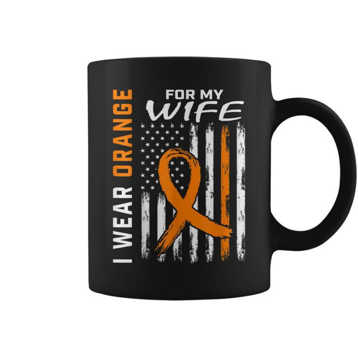 Mens I Wear Orange For My Wife Multiple Sclerosis Awareness Flag  Coffee Mug