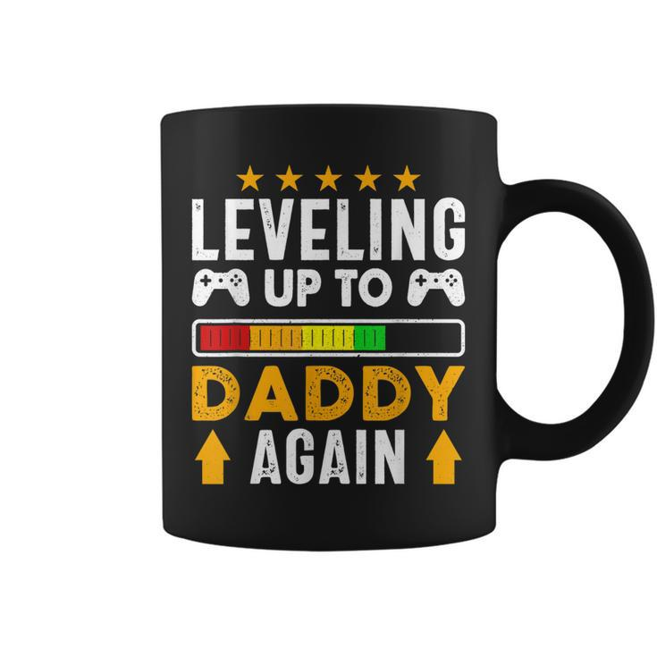 Mens Leveling Up To Daddy Again Funny Dad Pregnancy Announcement  Coffee Mug