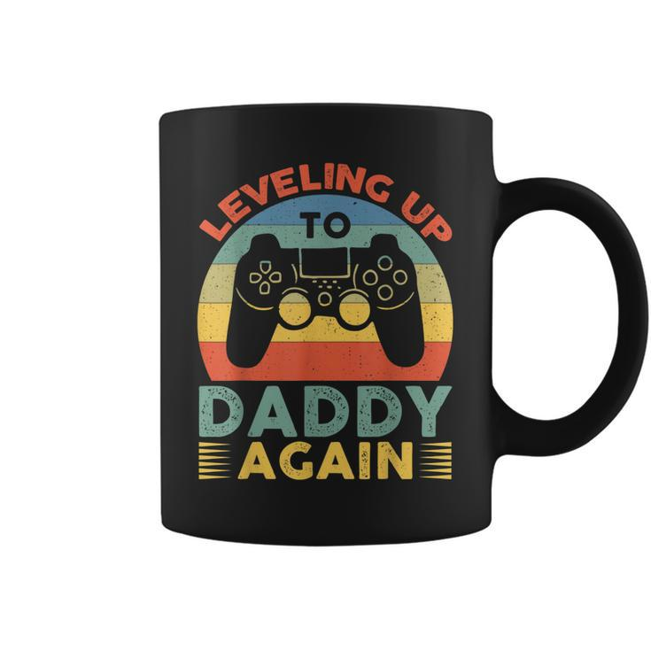 Mens Leveling Up To Daddy Again Vintage Promoted To Dad Again  Coffee Mug